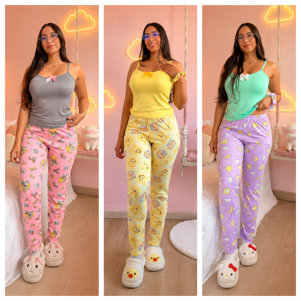 Pijama pantalón estampado y camisa LunaE87