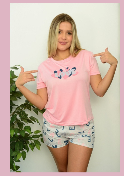 Pijama short gris letras y camisa Luxury2299