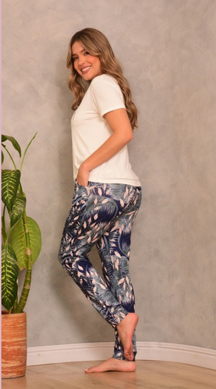 Pijama pantalón floral y camisa LIVING  Luxury2184