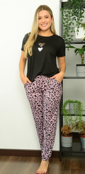 Pijama pantalón animal print y camisa corazon LUXURY2300
