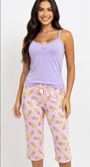 Pijama Capri y camisa de tiras Luxury5312
