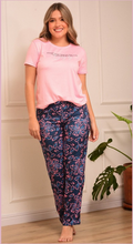 Pijama pantalón floral y camisa letras LUXURY2272