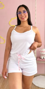 Pijama short y camisa tiras sesgo Luna023