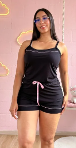 Pijama short y camisa tiras sesgo Luna023
