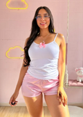 Pijama short satin y camisa tiras Luna101