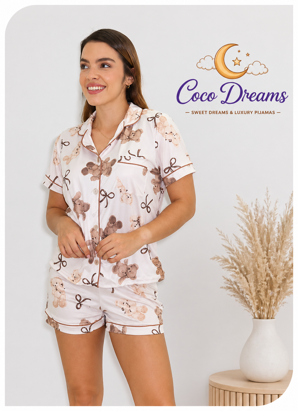 Pijama Short y camisa Osito Mocca