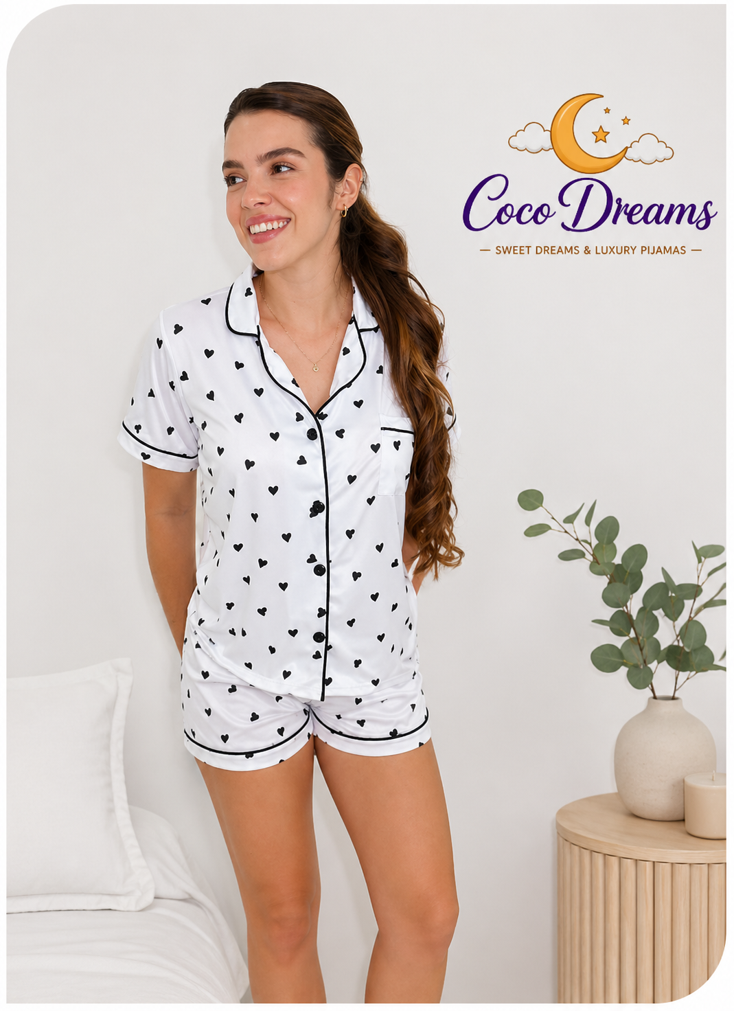 Pijama Short y camisa Love Negra