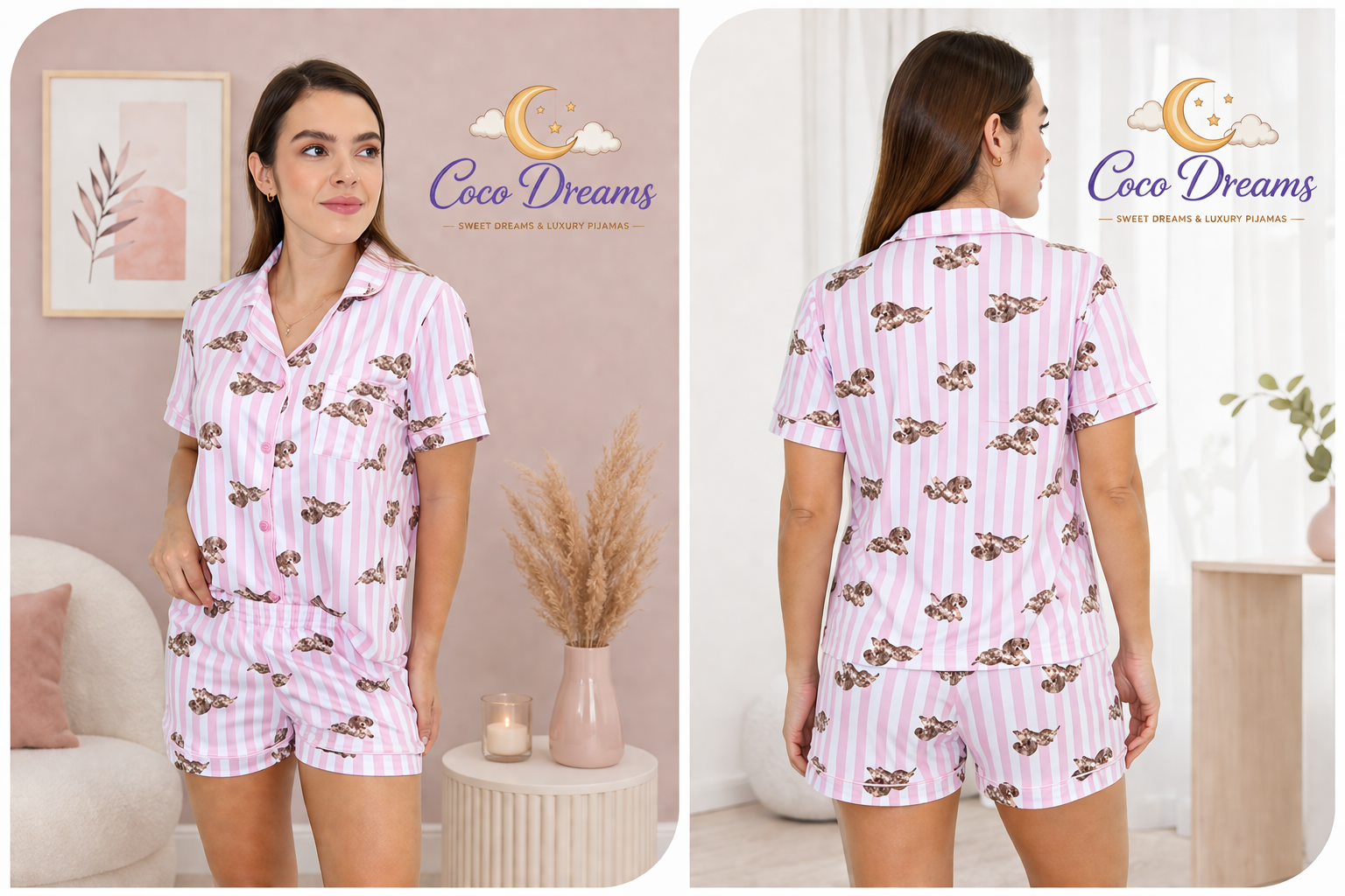Pijama Short y camisa perrito Salchicha