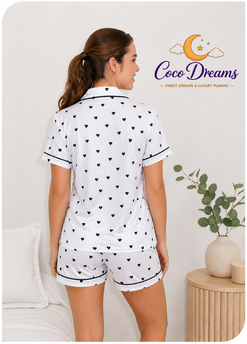 Pijama Short y camisa Love Negra