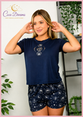 Pijama short azul lunas y camisa Luxury2298